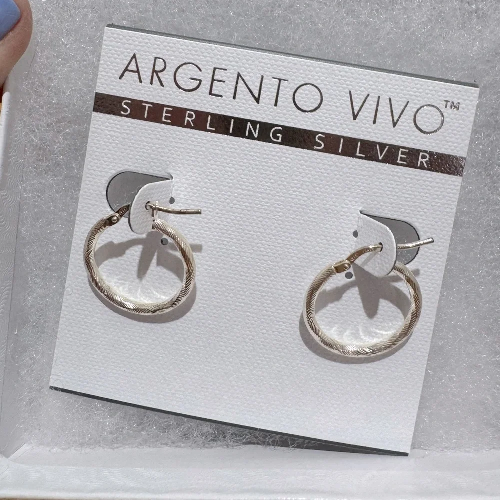 NWT Argento Vivo Sterling Silver Hoop Earrings - Picture 1 of 7